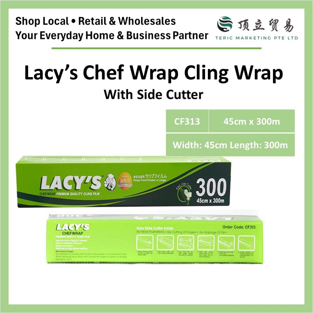 Lacy Cling Wrap CF313 30cm x 300m with Cutter | Food Grade Cling Film Singapore