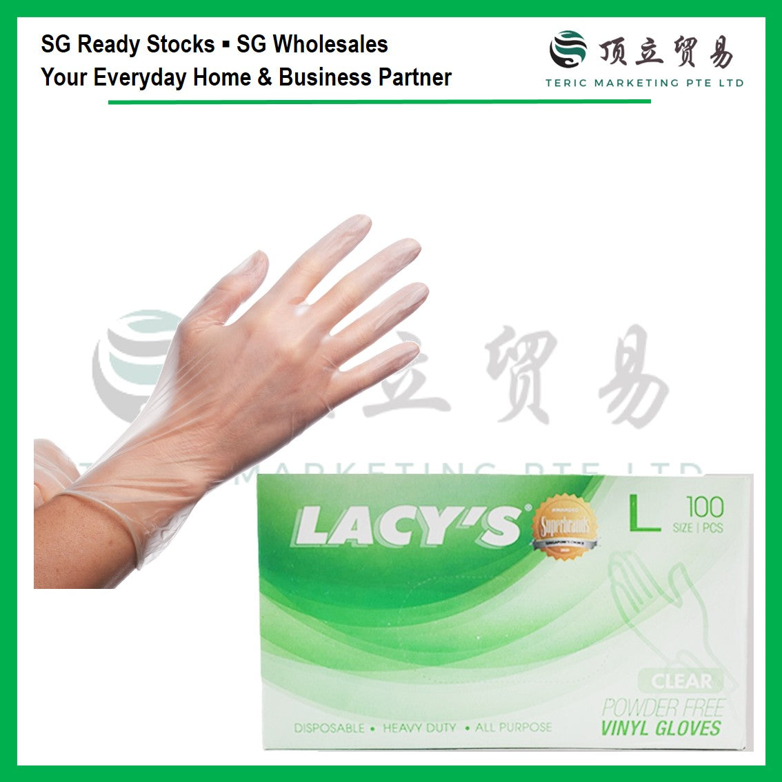 Lacy's Clear Vinyl Gloves L / XL | Disposable Food Grade Gloves Singapore
